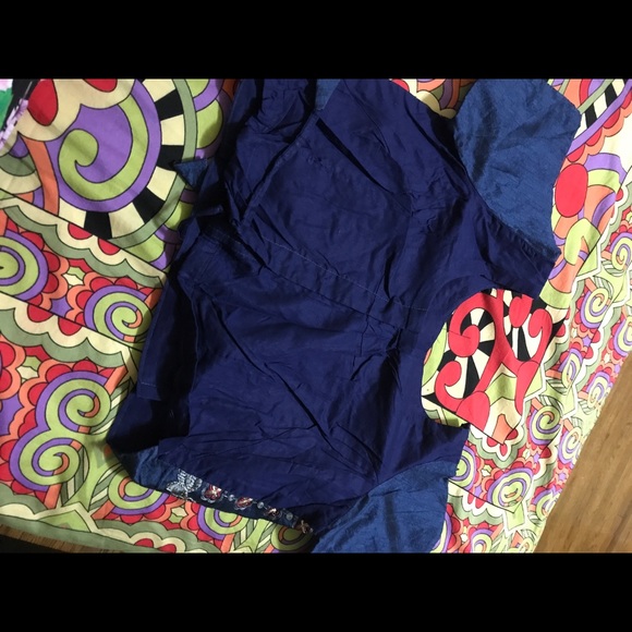 Navy floral print Saree sari - Picture 7 of 8